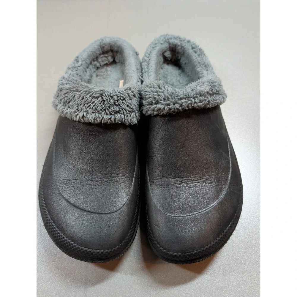 Aldi Crane Black Garden Clogs Faux Fur Lined Slip On Mules Men 11/12 701993